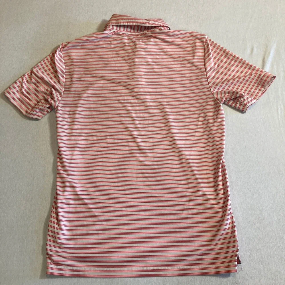 Adidas Golf Mens Small Red‎ White Striped Performance Polo Shirt CD3368